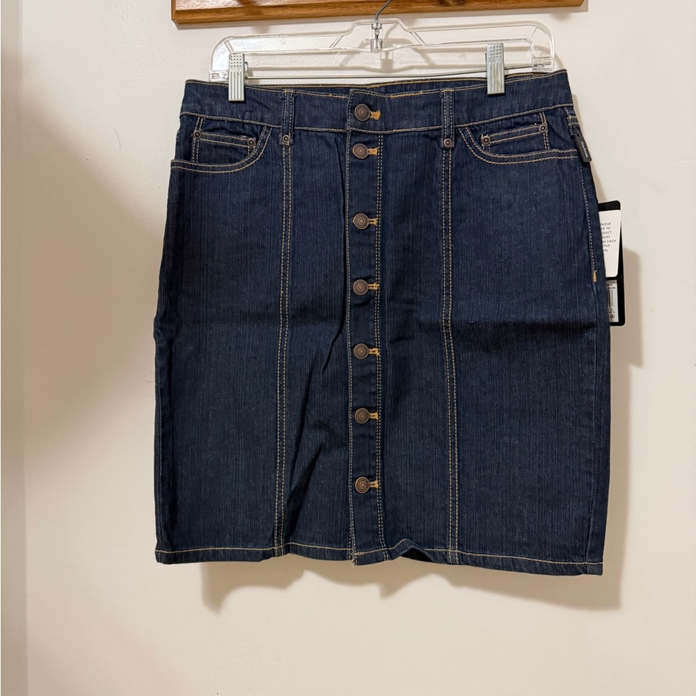 NWT Daisy Fuentes Dark Blue Button-Down Mini Skirt Size 8